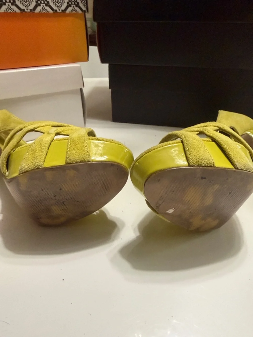 Steve Madden Yellow Suede Heels - Picture 6 of 7